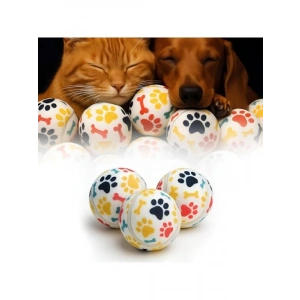 Renkli Pati Desenli Orta Boy Tenis Topu - 6.5 cm, Dayanıklı, Diş Dostu