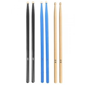 Renkli Pürüzsüz Yüzeyli 3 Çift Davul Bageti