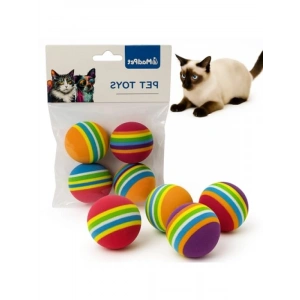 Renkli Sünger Kedi Oyun Topu - 4lü Set