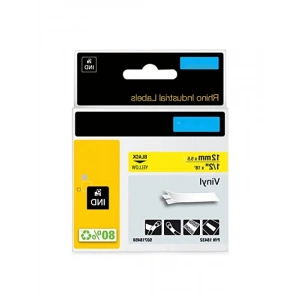 Renkli Vinil Etiket Bant, 12mm x 5.5m, Sarı/Siyah