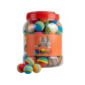 Renkli Zıplayan Kedi Oyuncağı Seti - 50li Sünger Top Kova