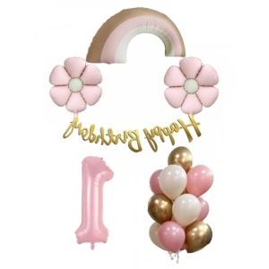 Retro Papatya Temalı Kız Bebek Doğum Günü Seti