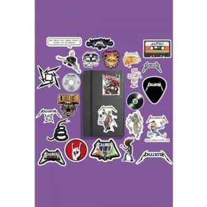 Rock Müzik Temalı Sticker Paketi, Laptop ve Defter İçin