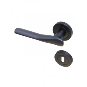 Royal Mat Siyah Sürgülü Kapı Kolu - Daire Rozetli