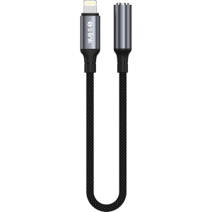 S-link Armor FL-01 15cm Lightning to F AUX Örgülü Metal Başlıklı Siyah Ses Kablosu