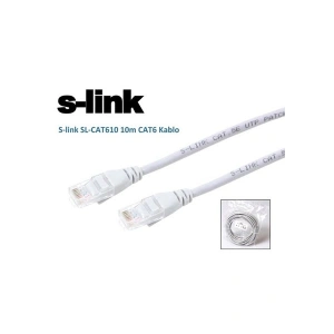 S-Link SL-CAT610 Gri̇ Cat6 10 Metre Kablo