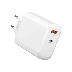 S-Link SL-EC69 Gan Pd 65W / Qc 18W Type Usb-C +Usb A Hızlı Beyaz Ev/notebook Şarj Adaptör