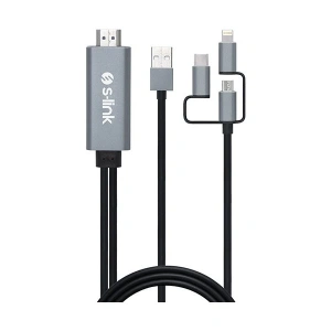 S-Link SL-IPH20 HDMI To 3 In 1 2m Mobil Telefon Uyumlu Görüntü Aktarıcı Kablo