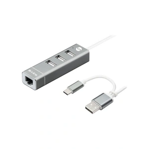 S-Link Swapp SW-U222 Type-C To 10/100MBPS-3 Port Usb3.0 Ethernet Adaptör