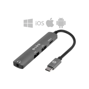 S-Link SWV-USBC024 Macbook Uyumlu 4 In 1 Gri Metal Type-C To 2*usb Usb-C Type-C Çevirici Dönüştürücü
