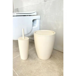 Sade Tasarımlı 2li Banyo Aksesuarı Seti - Bej