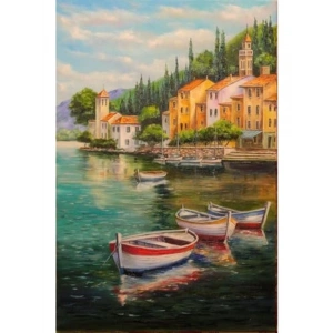 Sahilde Tekneler Temalı Renkli Boyama Hobi Seti, 40x50 cm