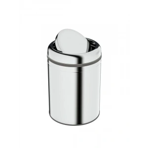 Sallanır Kapaklı 8 L Çöp Kovası, Parlak Krom Paslanmaz Malzeme