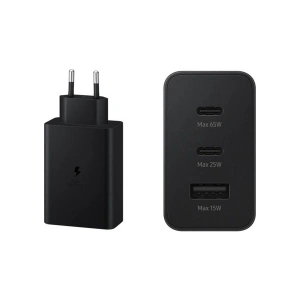 Samsung EP-T6530N Type C & Type A Hızlı Şarj Adaptörü Üçlü (65W - 25W - 15W) - Siyah