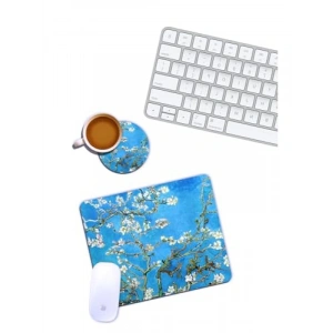 Sanat Temalı Badem Ağacı Mouse Pad ve Bardak Altlığı Seti