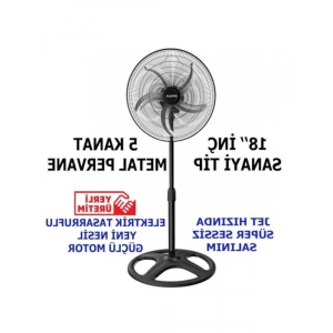 Sanayi Tip Metal Vantilatör, 180° Hareketli, 80W Güç