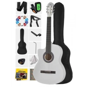 Sap Ayarlı Beyaz Klasik Gitar 4/4 Yetişkin Boy Full Set