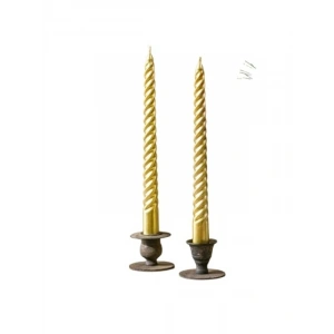Sarı Gold Spiral Dekoratif Mum Seti, 26 cm