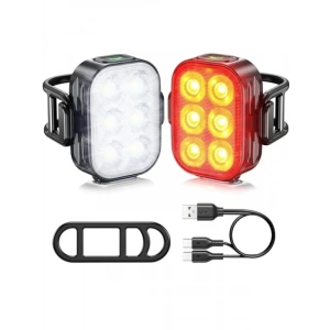 Şarjlı Bisiklet Işığı Seti - Ön ve Arka Flaşlı, Su Geçirmez