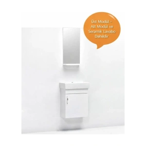 Saydam Banyo Ebeveyn Slim 50 cm Mdf Banyo Dolabı Beyaz
