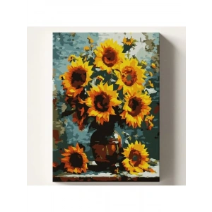 Sayılarla Boyama Tuval Seti, Ayçiçek Temalı 40x50 cm