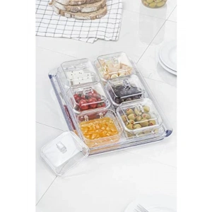 Şeffaf Akrilik Kapaklı Kahvaltılık Seti ve Saklama Kabı (6lı)