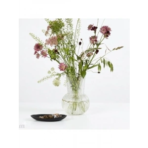 Şeffaf Cam Vazo, Çizgili Tasarım, 25 cm Modern Stil