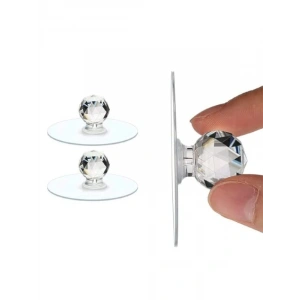 Şeffaf Kristal Başlıklı 2li Yapışkanlı Kulp Seti