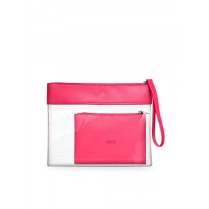 Şeffaf Makyaj Çantası - Fuchsia Renk, Pratik Taşıma