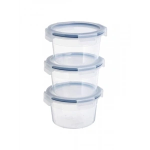 Şeffaf Plastik Saklama Kabı Seti, 750 ml, Yuvarlak, 3 Parça