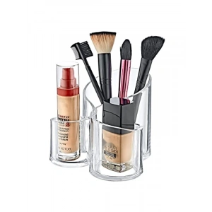 Şeffaf Üç Gözlü Organizer, 14.5x14.5x12 cm