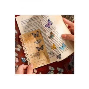Şeffaf Vintage Kelebek Sticker Seti, Scrapbook için 25 Adet