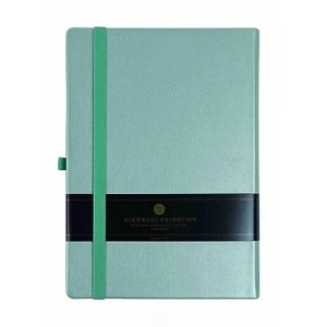 Sert Kapaklı Çizgili Not Defteri 15x21 cm Sedefli Yeşil