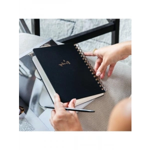 Sert Kapaklı Keten A5 Noktalı Not Defteri - Siyah