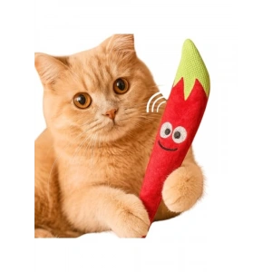 Sesli Hışırdayan Catnipli Dolgusuz Biber Oyuncak - 25 x 6 cm