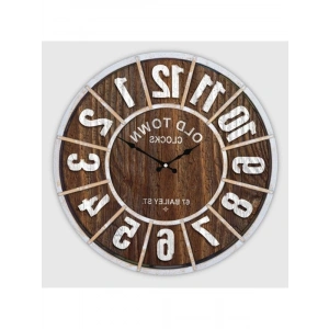 Sessiz Akar Rakamlı Duvar Saati, 50 cm, Fındık - Beyaz