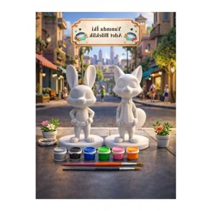 Sevgililere Özel Boyanabilir 3D Figür Seti, Tavşan ve Tilki