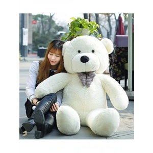 Sevgiliye HEDİYE- 160 cm İthal Kumaş Papyonlu DEV Boy Peluş Ayı Beyaz