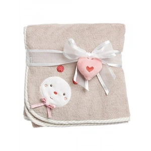 Sevimli Arı Nakışlı Kahverengi Battaniye