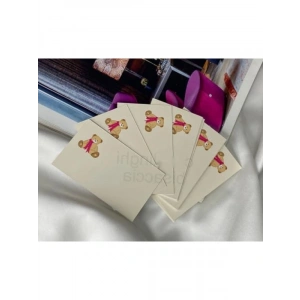 Sevimli Ayı Temalı Not Kartı - 20 Adet Hediye Kartı (8x5 cm)
