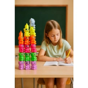 Sevimli Panda Şeklinde 5 Renkli Fosforlu Kalem Seti