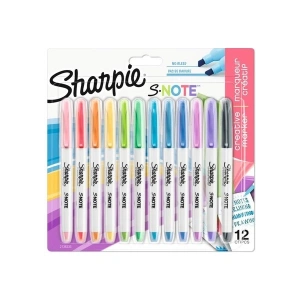 Sharpie S-Note Fosforlu Kalem; Kesik uç; 12li Karışık Renk