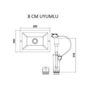 Siamp Tema Üniversal Değişim Kiti Tamir Set Gömme Rezervuar Yedek Parça 8cm