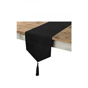 Simli Keten Püsküllü Runner - Şık ve Leke Tutmaz