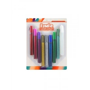 Simli Yapıştırıcı Seti, 9lu (1 Beyaz Lazer + 8 Altın Simli)