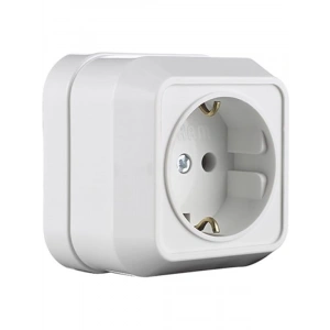 Sıva Üstü Topraklı Priz - Beyaz