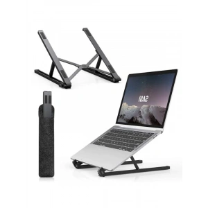 Siyah Alüminyum Notebook Laptop Standı, Taşıma Çantasıyla