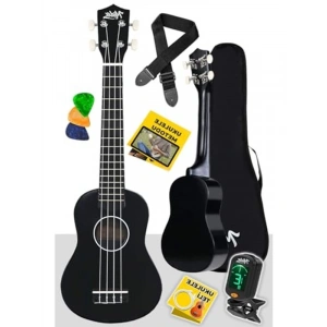 Siyah Concert Ukulele, Tuner ve Çanta ile Birlikte