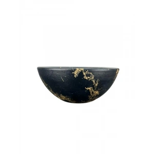 Siyah Gold Mermer Efektli Toprak Saksı - 20 cm Çap