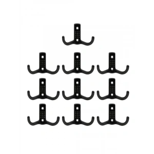 Siyah Metal Duvar Montajlı Elbise Askısı - 10 Adet